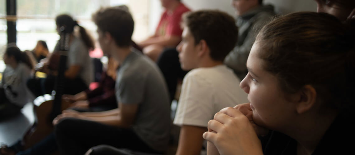 Students at an assembly
